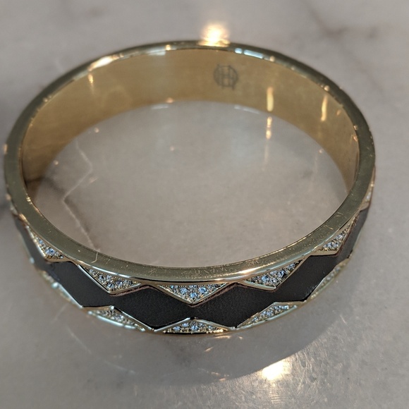 HOH 1960 Grey Leather Sunburst Bangle Bracelet - Picture 6 of 7